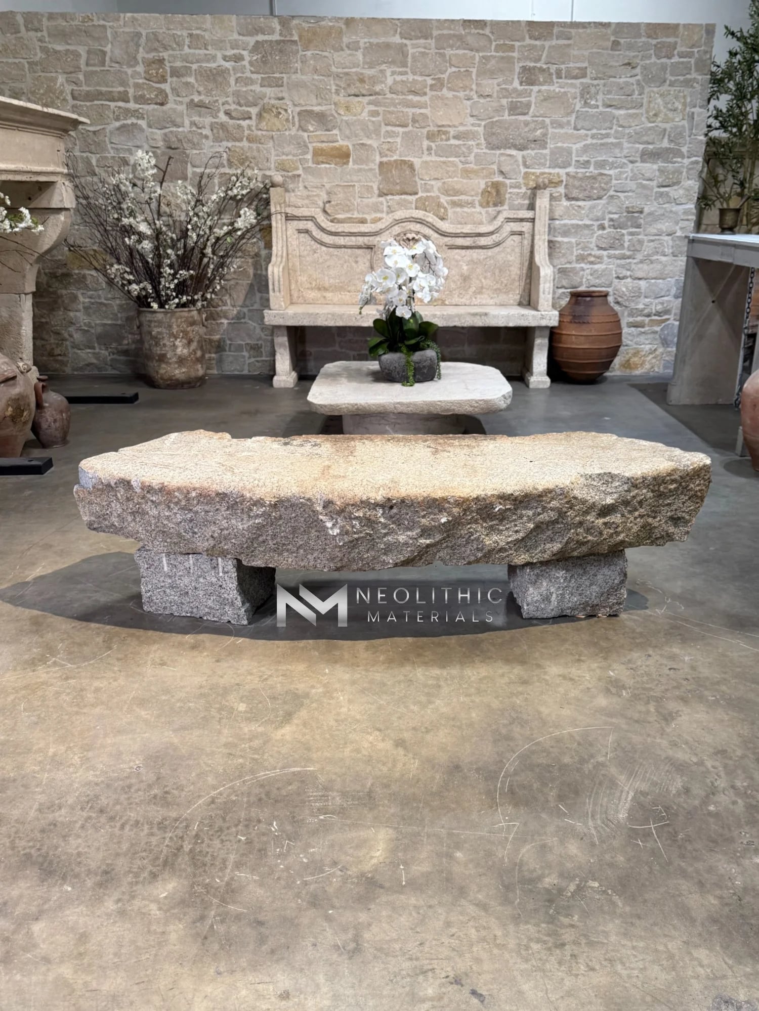 Antique Granite Bench - Image 1