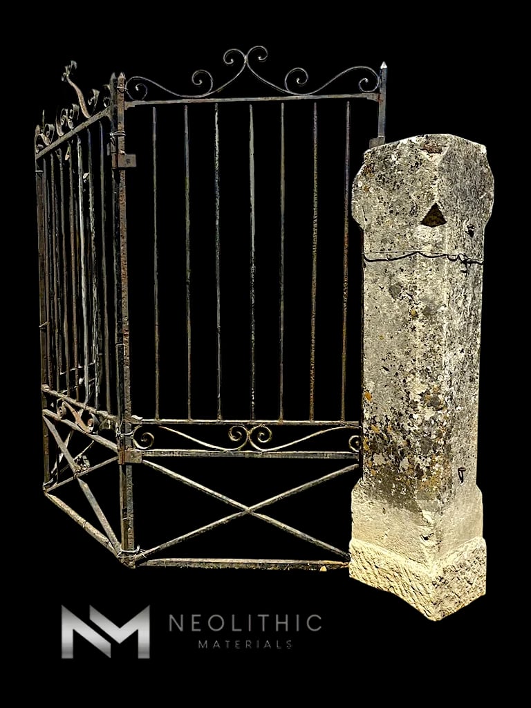 Antique Limestone Pillars (Pair) thumbnail 2