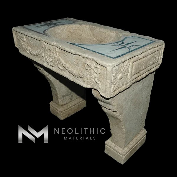 Limestone with Marble Inlay Sink thumbnail 2