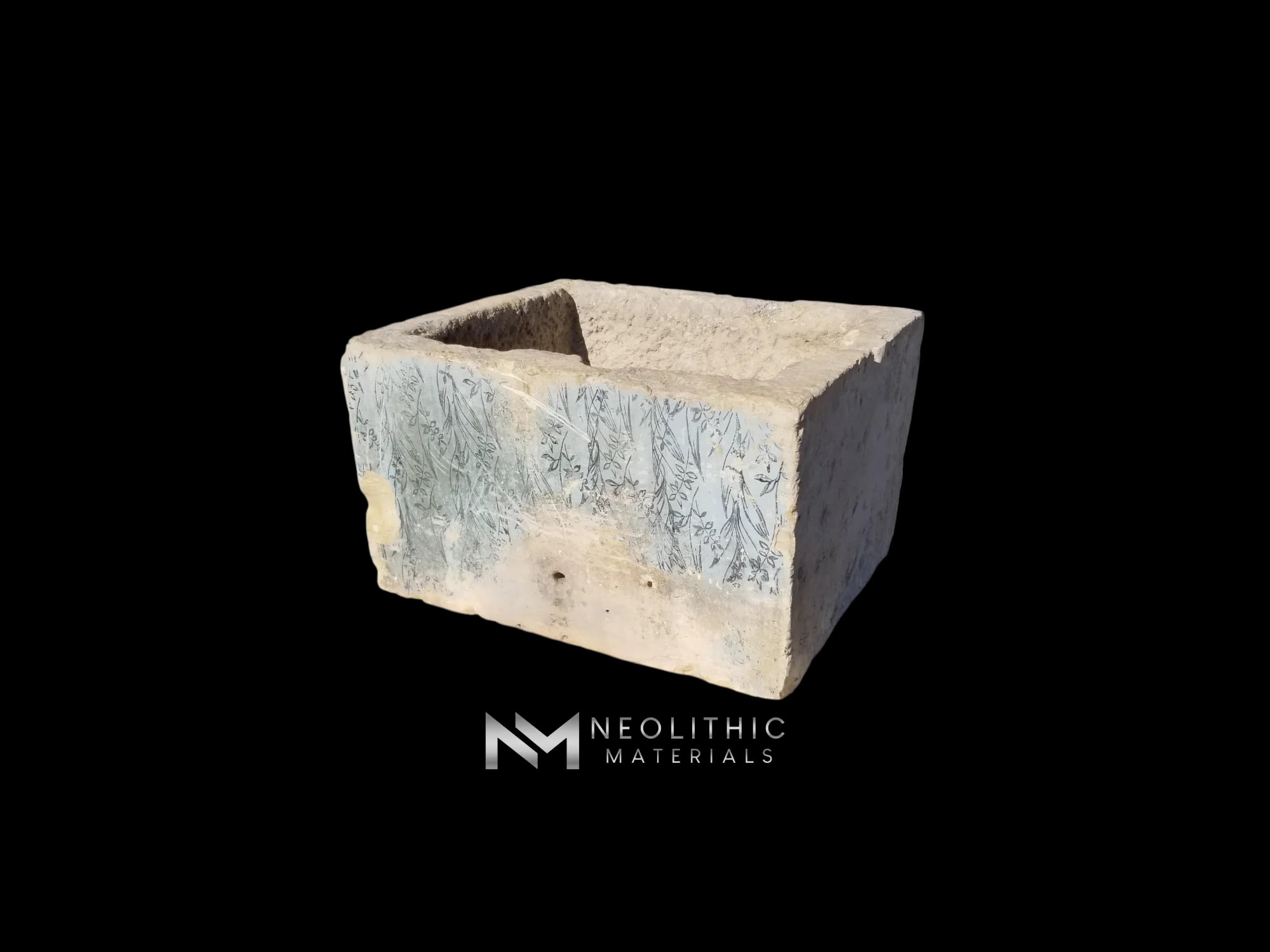 Rare Italian Limestone Trough with Fresco thumbnail 2