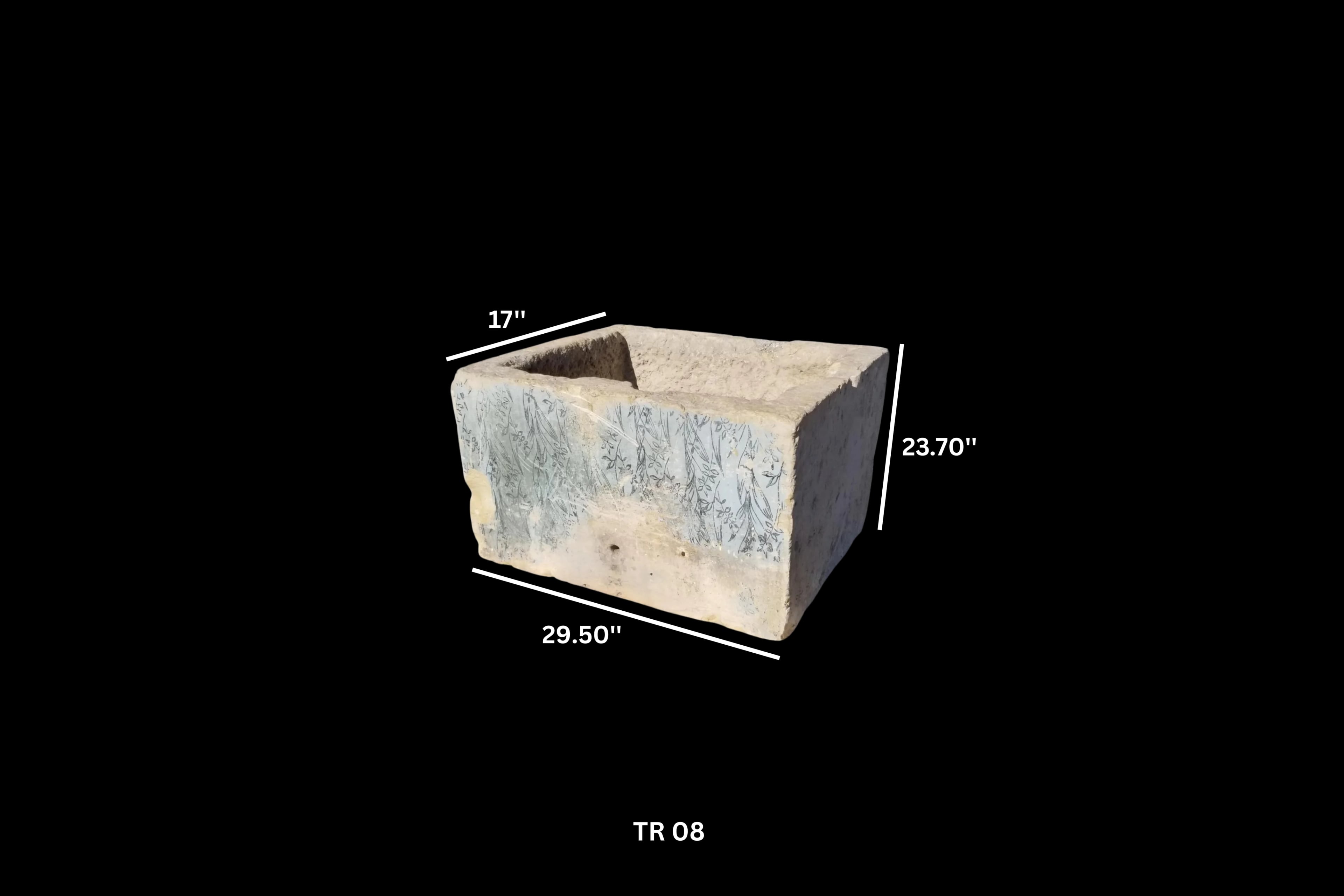 Rare Italian Limestone Trough with Fresco thumbnail 4